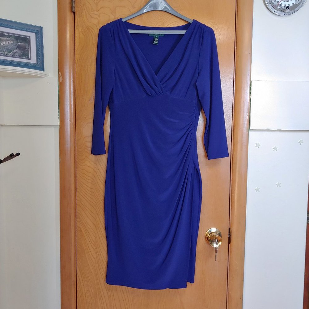 Royal Blue front gathered dress